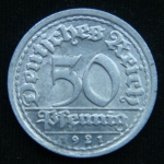 50 пфеннигов 1921 год J