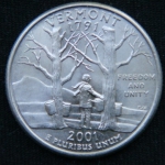 25 центов 2001 год P Квотер штата Вермонт