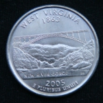 25 центов 2005 год Квотер штата Западная Вирджиния D