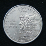 25 центов 2000 год P Квотер штата Нью-Гэмпшир