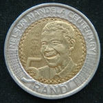 5 рандов 2018 год ЮАР 100 лет со дня рождения Нельсона Манделы