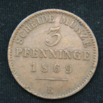 3 пфеннига 1869 год Пруссия
