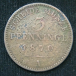3 пфеннига 1870 год "А" Пруссия