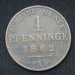 4 пфеннига 1862 год Пруссия
