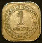 1 цент 1941 год Малайя