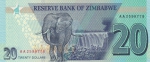 20 долларов 2020 года Зимбабве