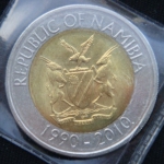 10 долларов 2010 год 20 лет Банку Намибии