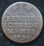 1 пфенниг 1798 год Брауншвейг-Вольфенбюттель