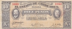 Банкнота 10 песо 1915 года  Революционная Мексика  Государство Чихуахуа
