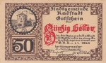 Нотгельд 50 геллеров 1920 год  Австрия