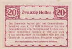 Нотгельд 20 геллеров 1920 год  Австрия