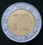 2 песо 1996 год Мексика