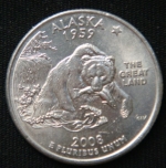 25 центов 2008 год. Квотер штата Аляска. (P)