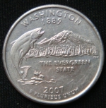 25 центов 2007 год. Квотер штата Вашингтон. (D)