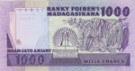 1000 франков 1983 год Мадагаскар